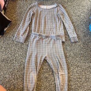Quincy Mae Blue Grid Cotton Two-Piece PJ Set - size 4-5